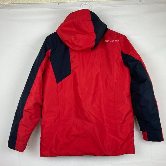 Spyder Youth Boys L 14 / 16 Hooded Ski Snow Winter Jacket Logo Zip Pockets - Picture 8 of 9